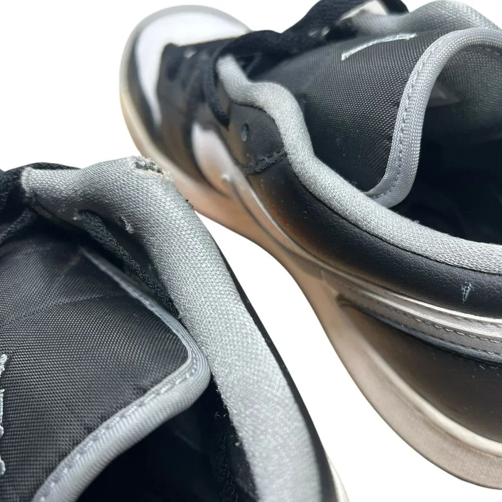Nike Air Jordan 1 Low‎ GS Youth 6.5Y Black White Gray Leather 553560-040